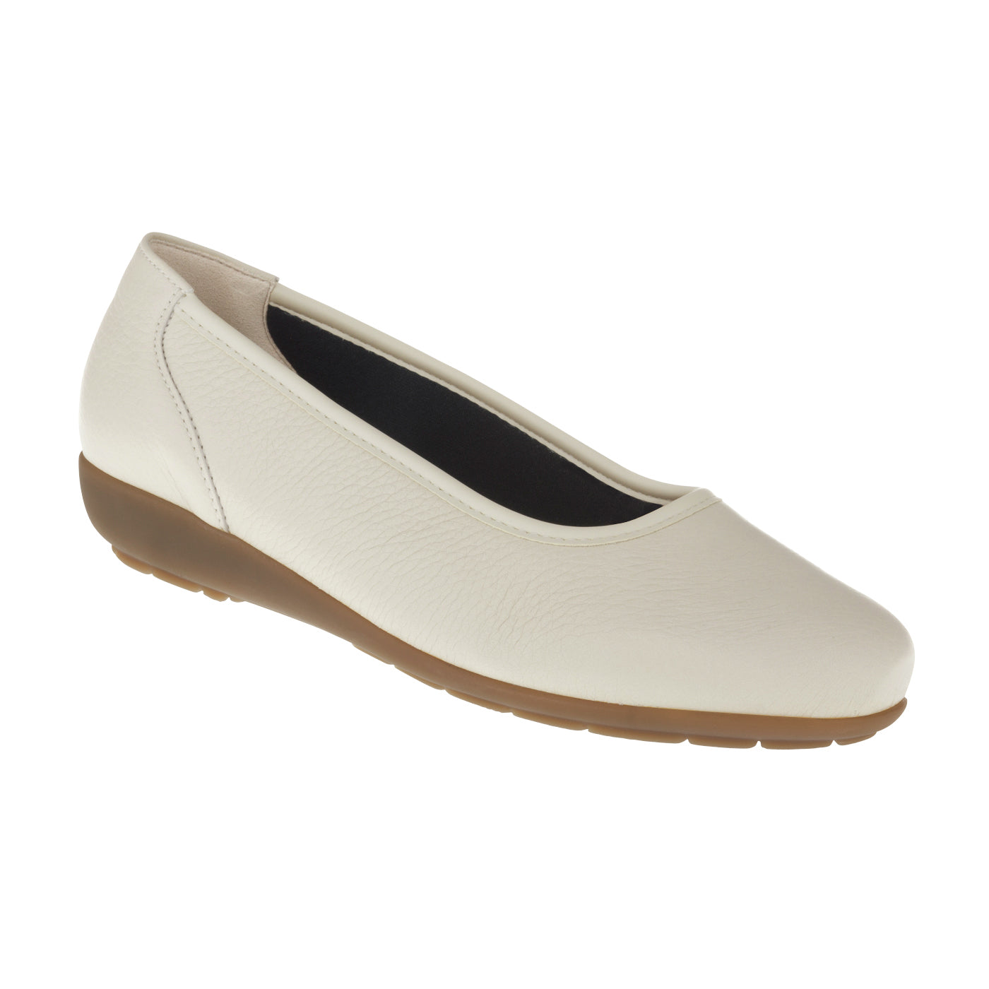 JOHANNA Damen Ballerina – Weite H, Hirschleder/Stretch, Hellbeige