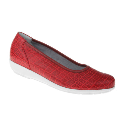 CATHARINA Damen Ballerina – Weite H, Hirschleder/Memolatex, Rot