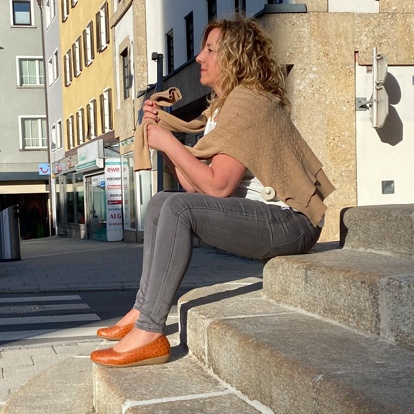 CATHARINA Damen Ballerina – Hirschleder Weite H, weich, Braun