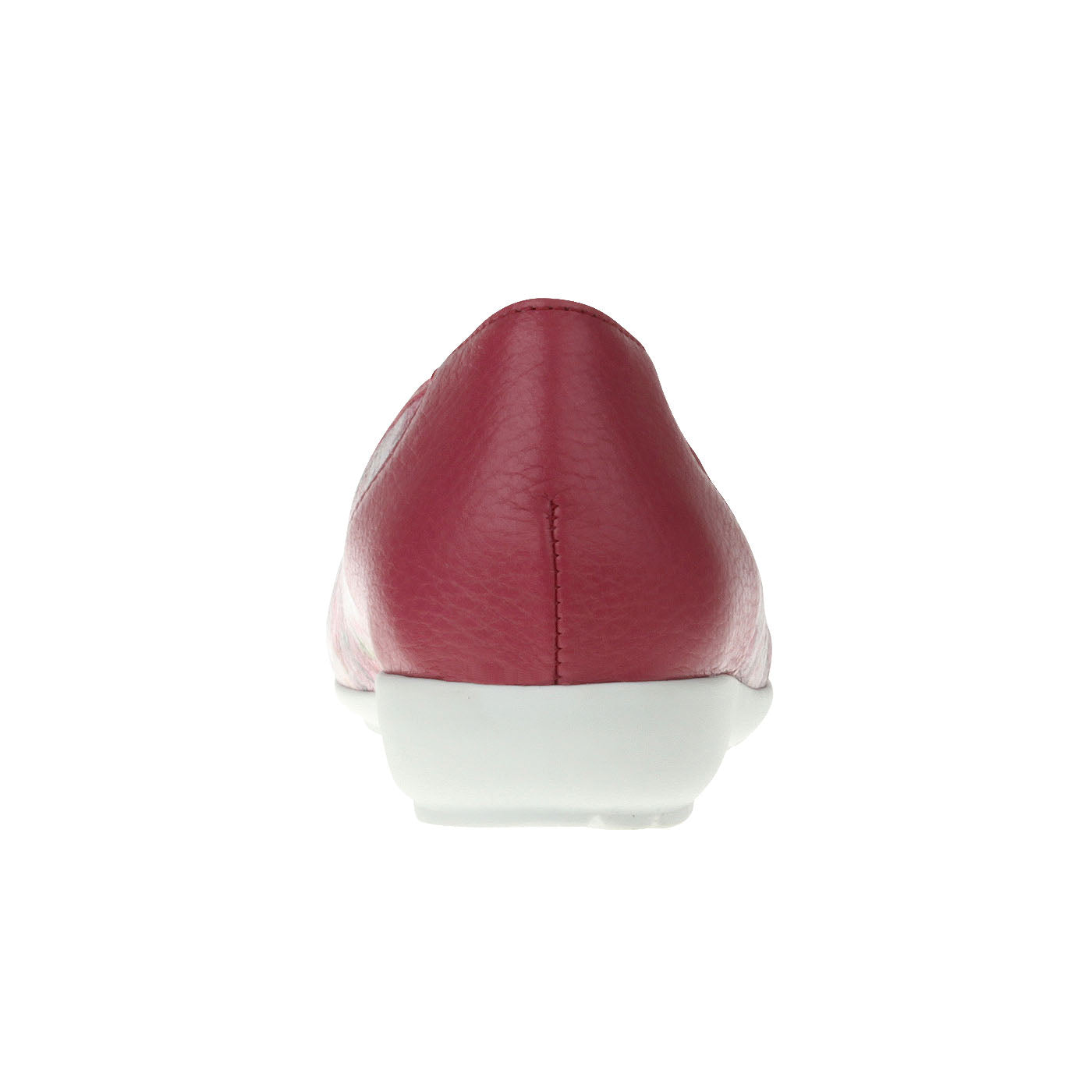 SANELA Damen Ballerina – Weite H, Hirschleder/Stretch, Rot/Blumendruck