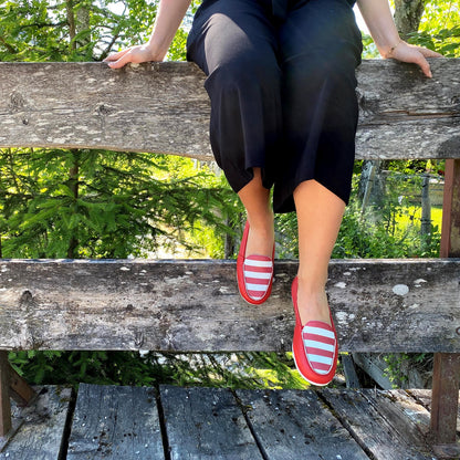 MAJA Damen Mokassin – Hirschleder, Weite H, weich, rot