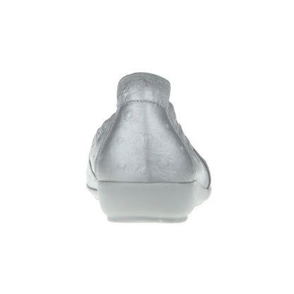 AURELIA Damen Mokassin – Weite H, Hirschleder/Memolatex, Silber