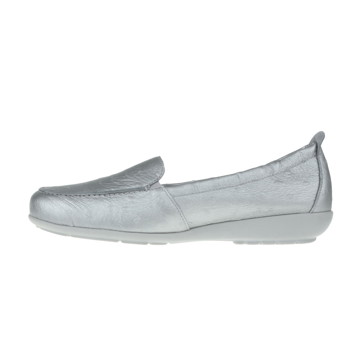 AURELIA Damen Mokassin – Weite H, Hirschleder/Memolatex, Silber