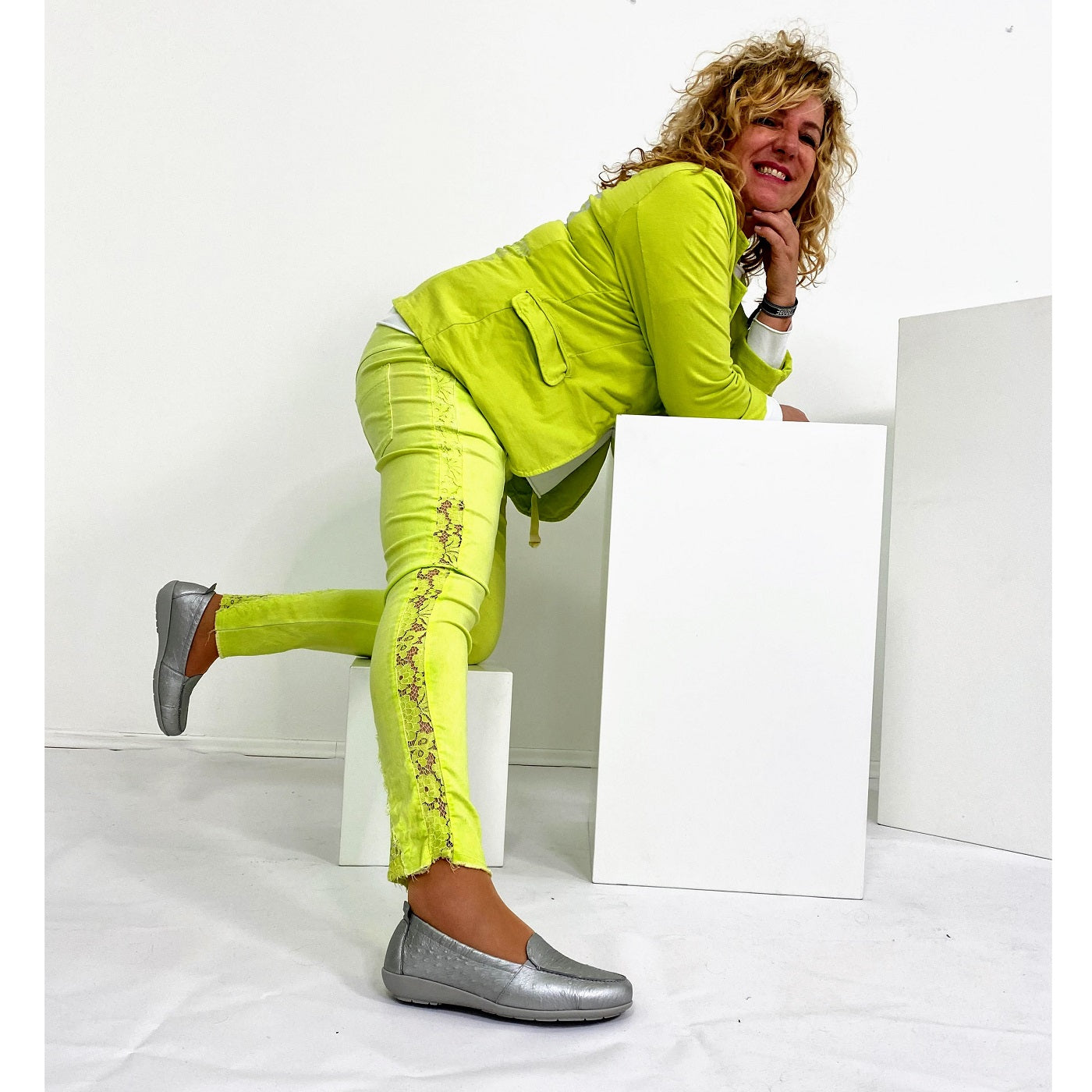 AURELIA Damen Mokassin – Weite H, Hirschleder/Memolatex, Silber