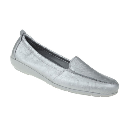 AURELIA Damen Mokassin – Weite H, Hirschleder/Memolatex, Silber