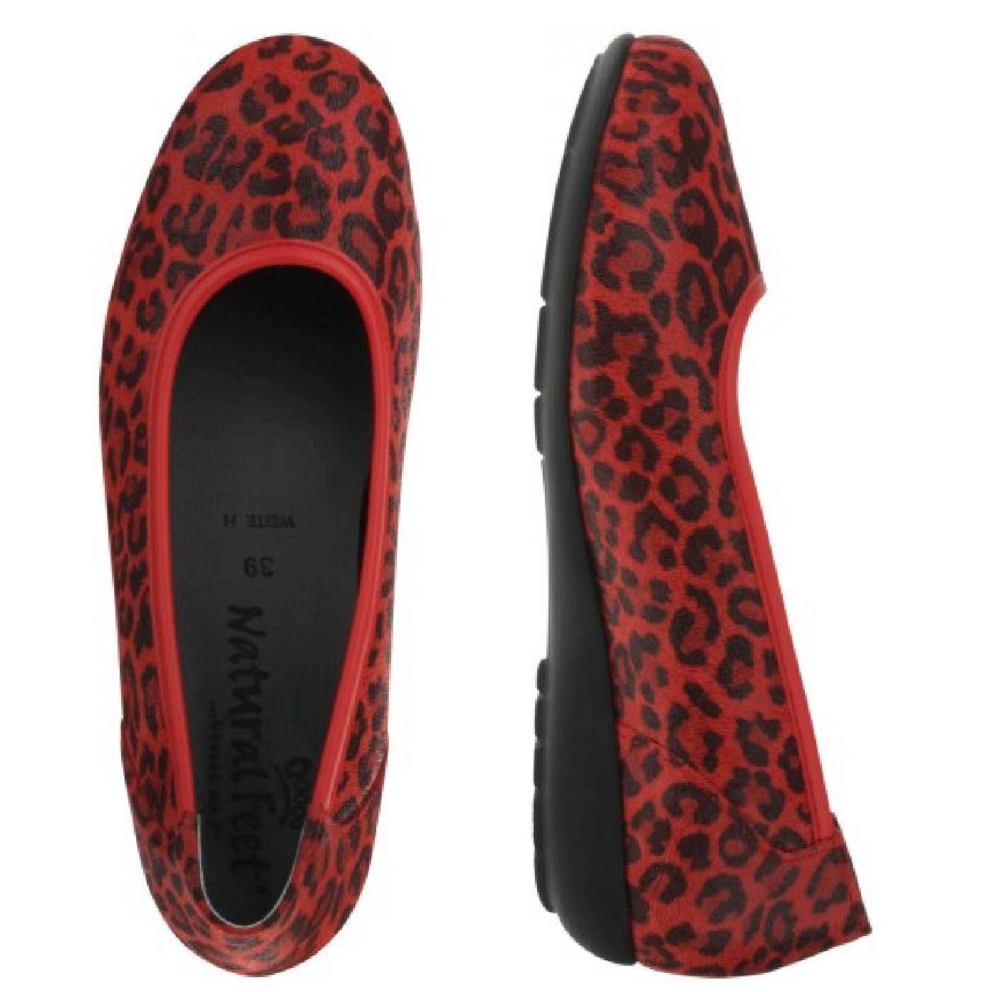 JASMIN Damen Ballerina – Weite H, Echtleder/Stretch, Rot
