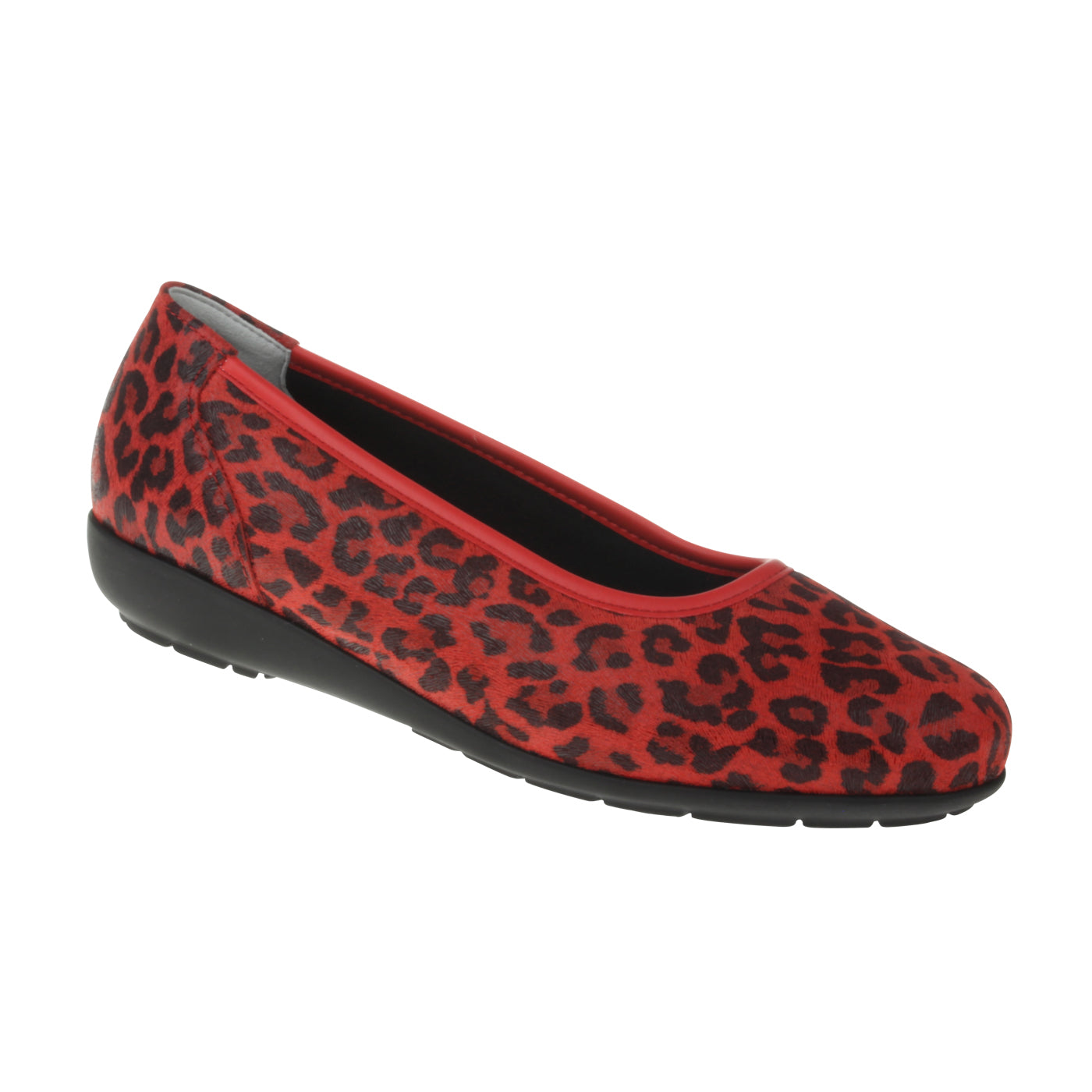 JASMIN Damen Ballerina – Weite H, Echtleder/Stretch, Rot