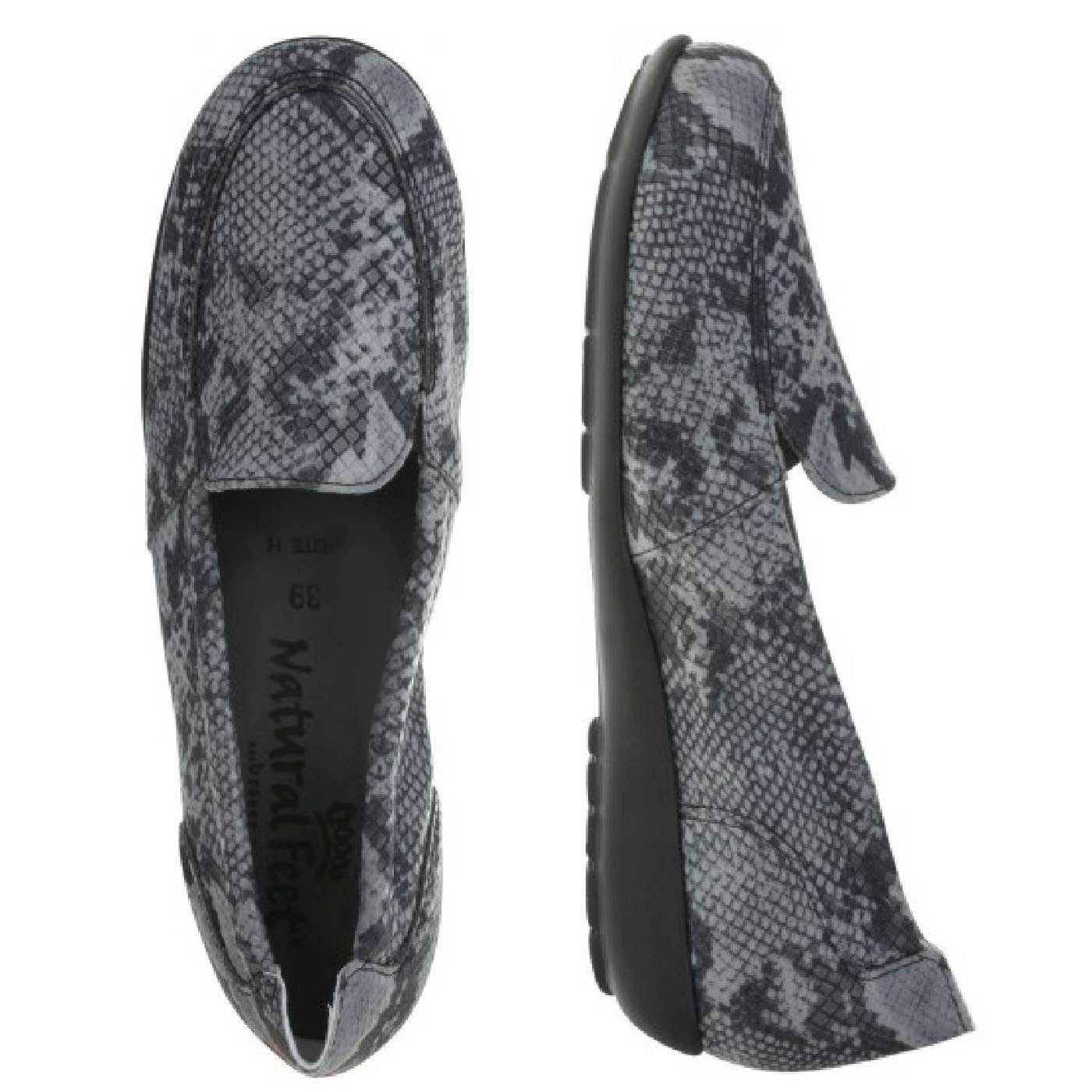 MATILDA Damen Mokassin – Weite H, Stretchmaterial/Memolatex, Schwarz