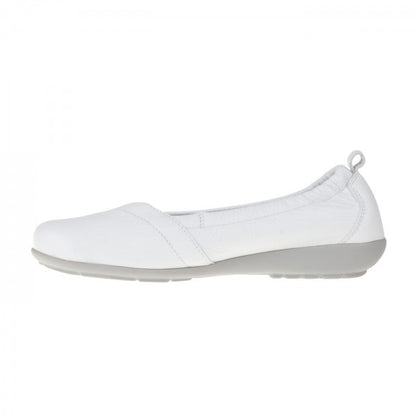POLINA Damen Ballerina – Weite H, Hirschleder/Funktionsgummizug, Weiß