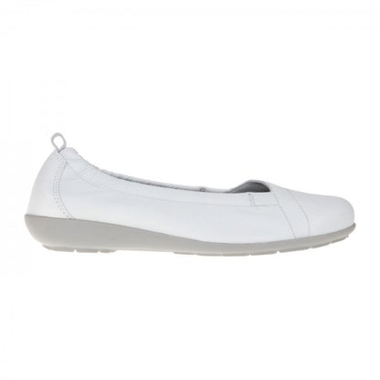 POLINA Damen Ballerina – Weite H, Hirschleder/Funktionsgummizug, Weiß