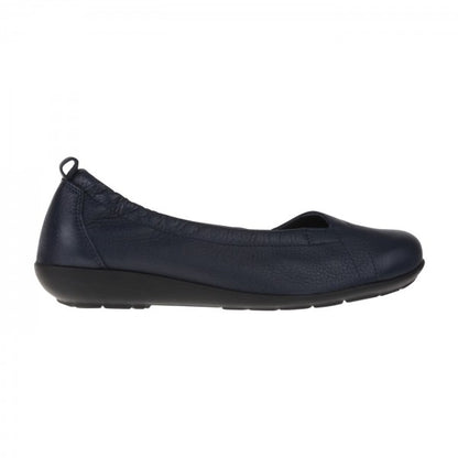 POLINA Damen Ballerina – Weite H, Hirschleder/Funktionsgummizug, Dunkelblau