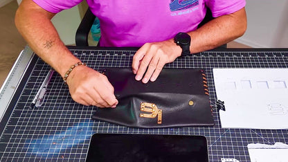 LAPTOP Tasche – Echtleder, Upcycling, Schwarz